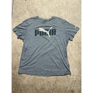 PUMA‎ Activewear T-Shirt Mens Large Gray Heather Training Short Sleeve Graphic